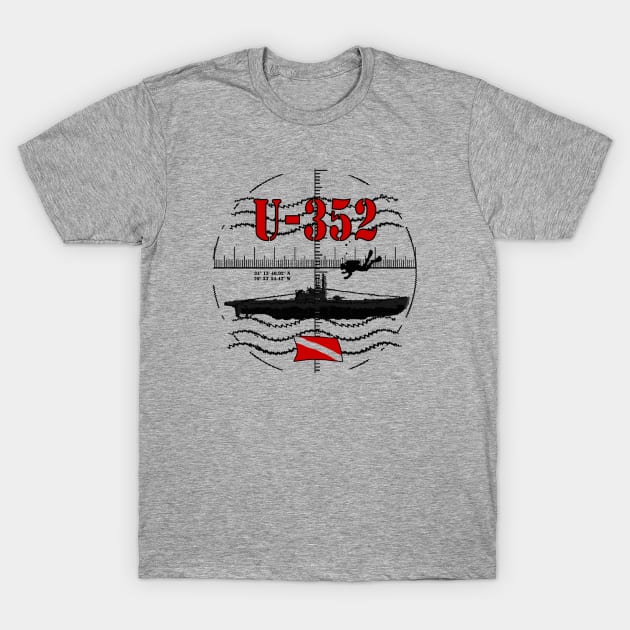 U-352 WWII Submarine Scuba Wreck Diver U-Boat North Carolina Scuba Diving T-Shirt by TeeCreations